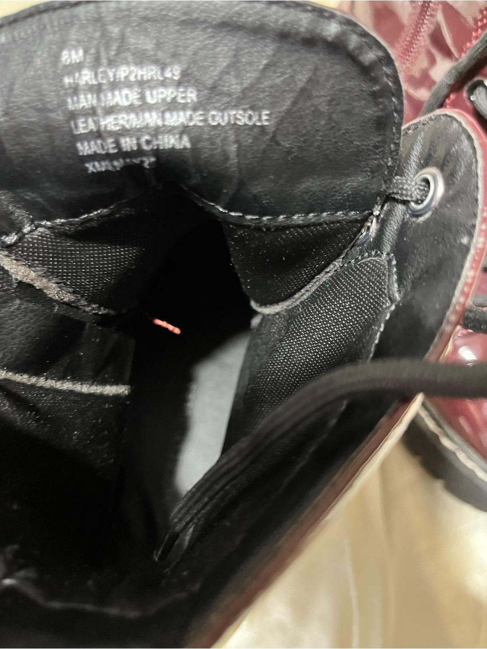 Sincerely Jules Women’s Glossy Burgundy Lace-Up Combat Boots - Picture 5 of 7
